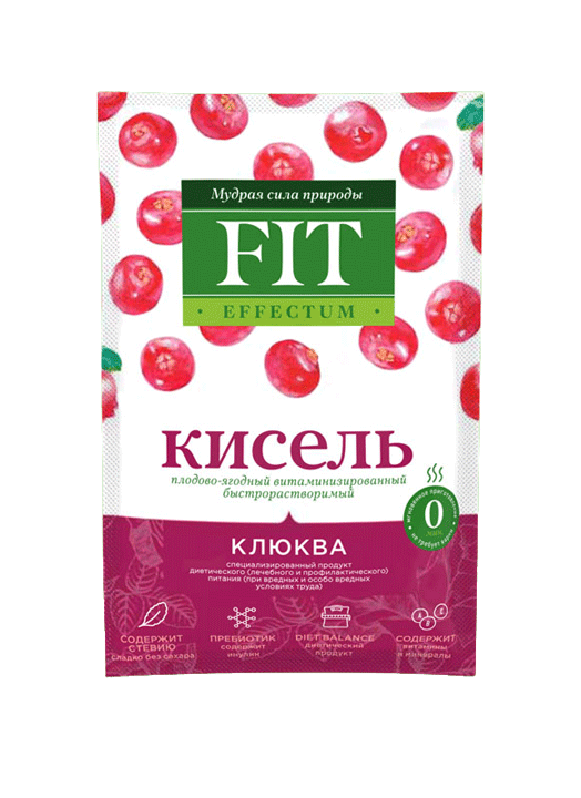 Кисель без сахара "Клюква" (пакет-саше), Fitparad